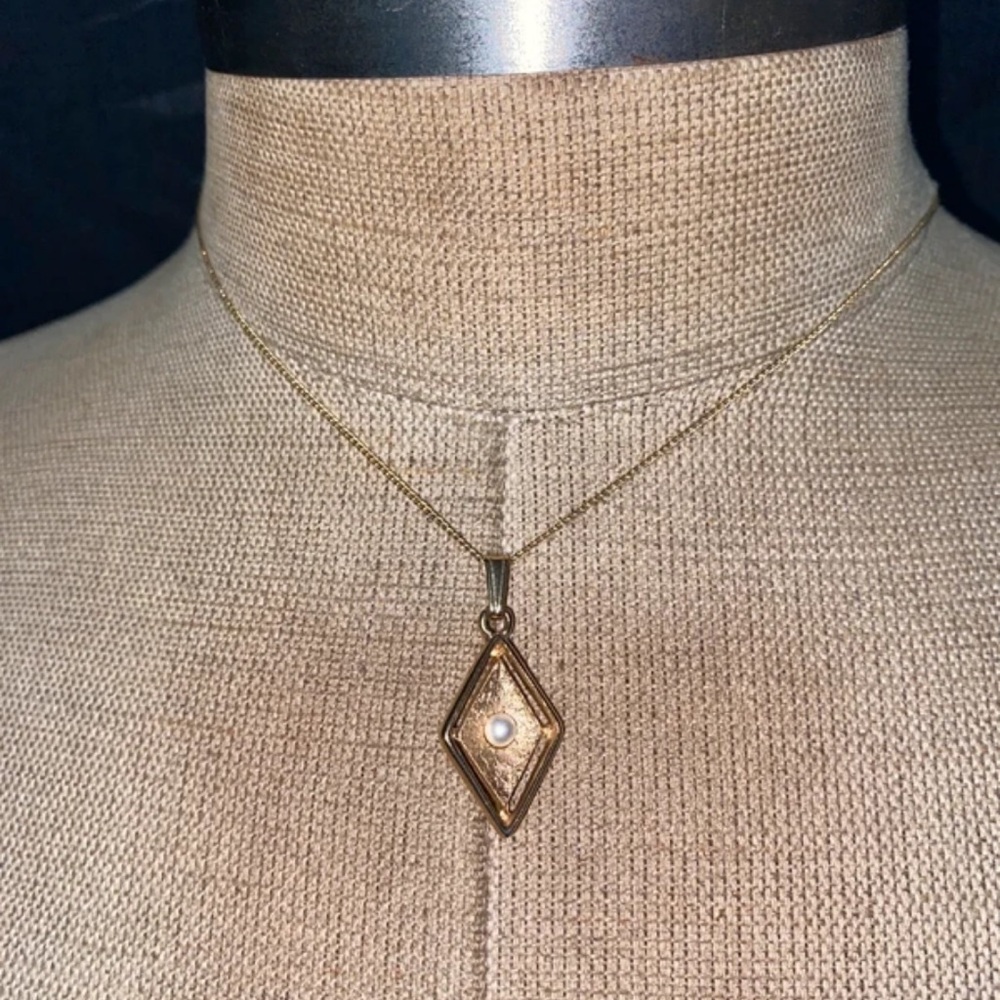 Sarah Coventry Gold Diamond Pendant Necklace